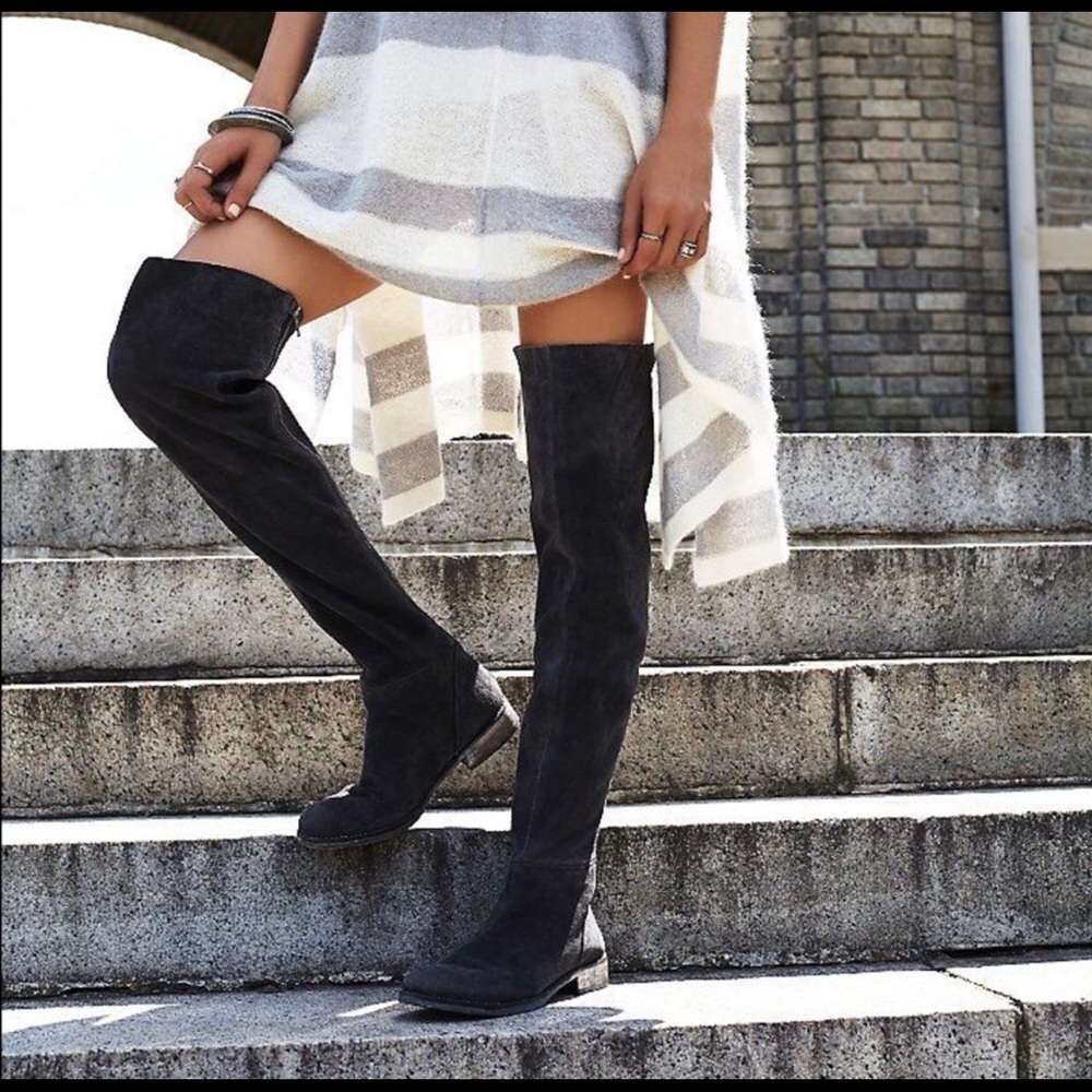 Free People Carlisle Boot in Black Suede